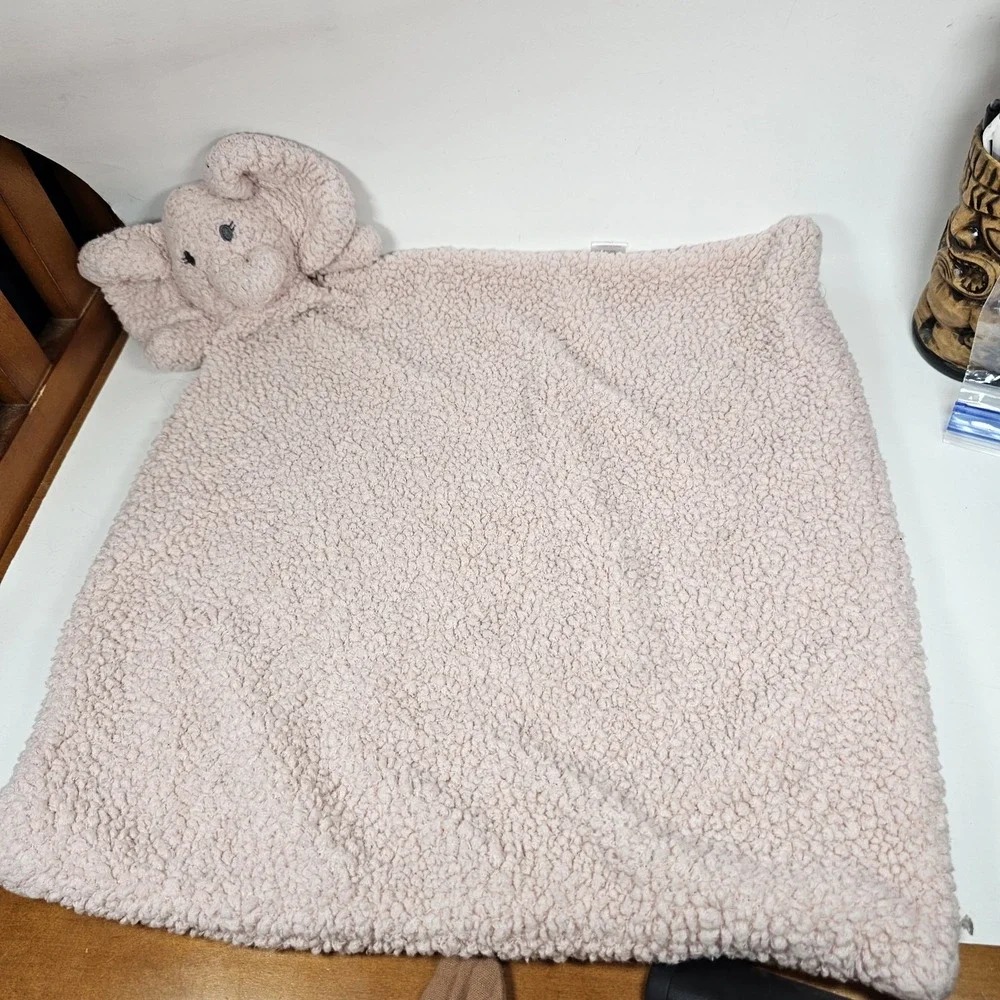 Modern Baby Pink Elephant Snuggle Blankie Lovey Plush Security Blanket